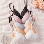 5 PIEZAS CÓMODAS Y LINDAS BRAGAS DE ENCAJE ACOLCHADAS INALÁMBRICAS