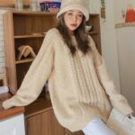 JERSEY TEJIDO DE CABLE DE MANGA RAGLÁN DE CUELLO ALTO