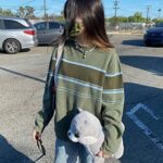 SUÉTER HOLGADO INFORMAL DE PUNTO CON ESTAMPADO DE MANGA LARGA VINTAGE